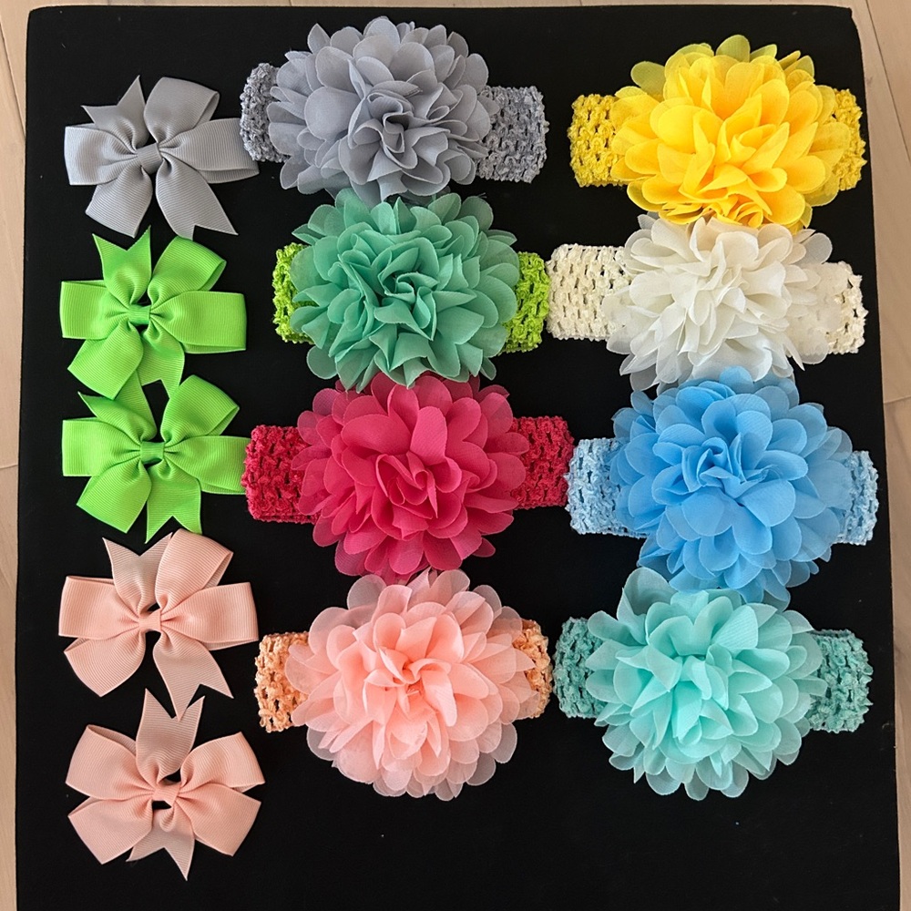 13 Pieces Kids Headbands & Hair Bows NWOT
